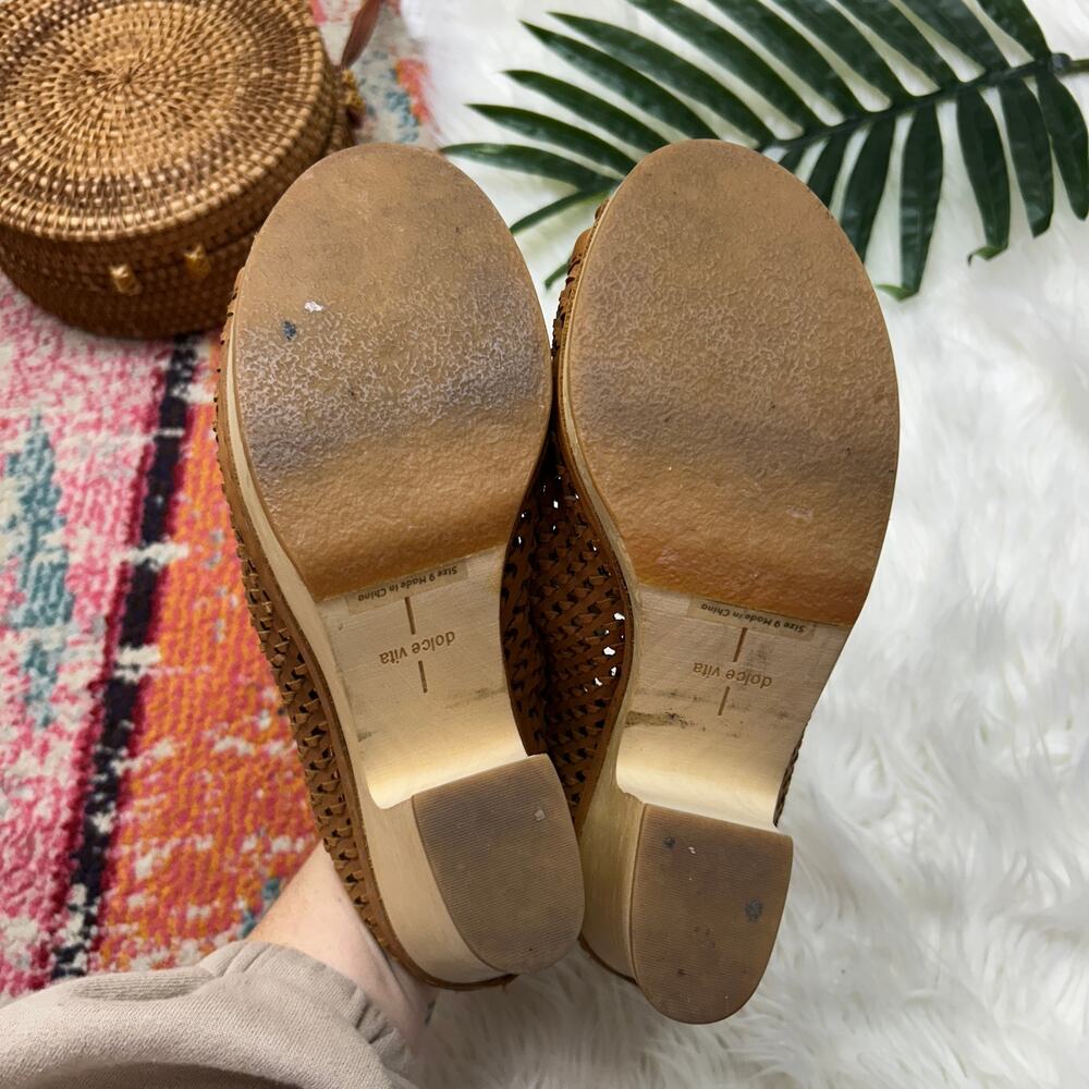 Dolce Vita Brooks Mule Sandal 9 Brown Leather Perforated Chunky Platform Slip On - Picture 8 of 9